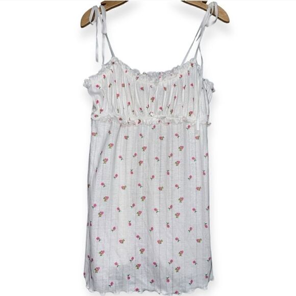 For Love & Lemons Women’s Size M White Pink Floral Blossom Pointelle Sli… - Picture 7 of 7